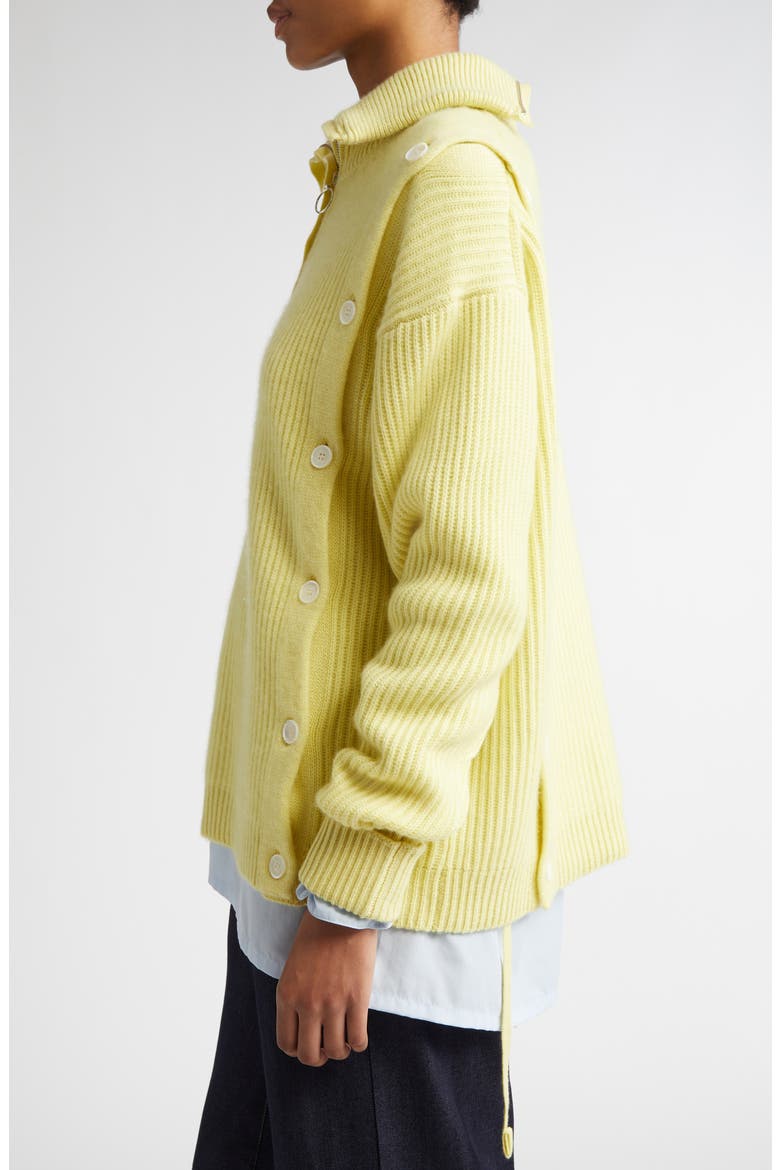 Button Detail Cashmere Rib Sweater, Alternate, color, YELLOW