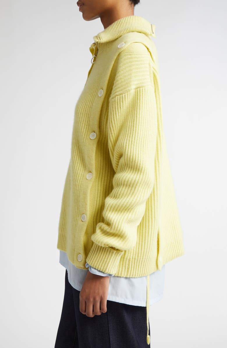 SETCHU Button Detail Cashmere Rib Sweater, Alternate, color, Yellow