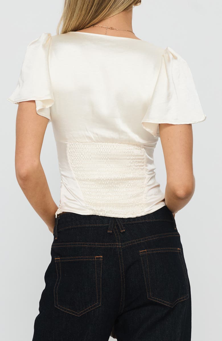 Princess Polly Sun Will Rise Crop Satin Top, Alternate, color, Cream