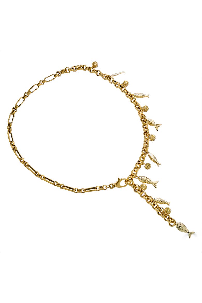 Fish Charm Convertible Necklace, Main, color, Gold