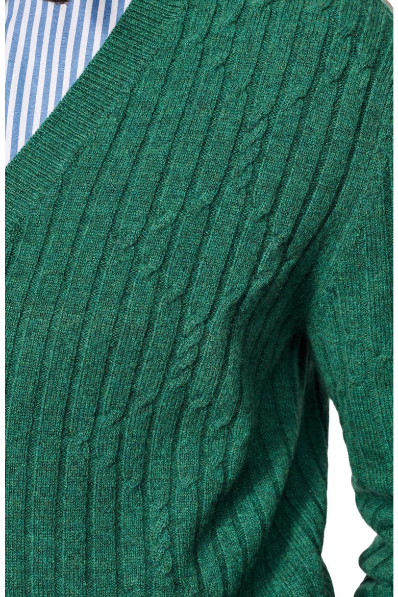 Leonard Wool Cable Sweater Cardigan, Alternate, color, Green