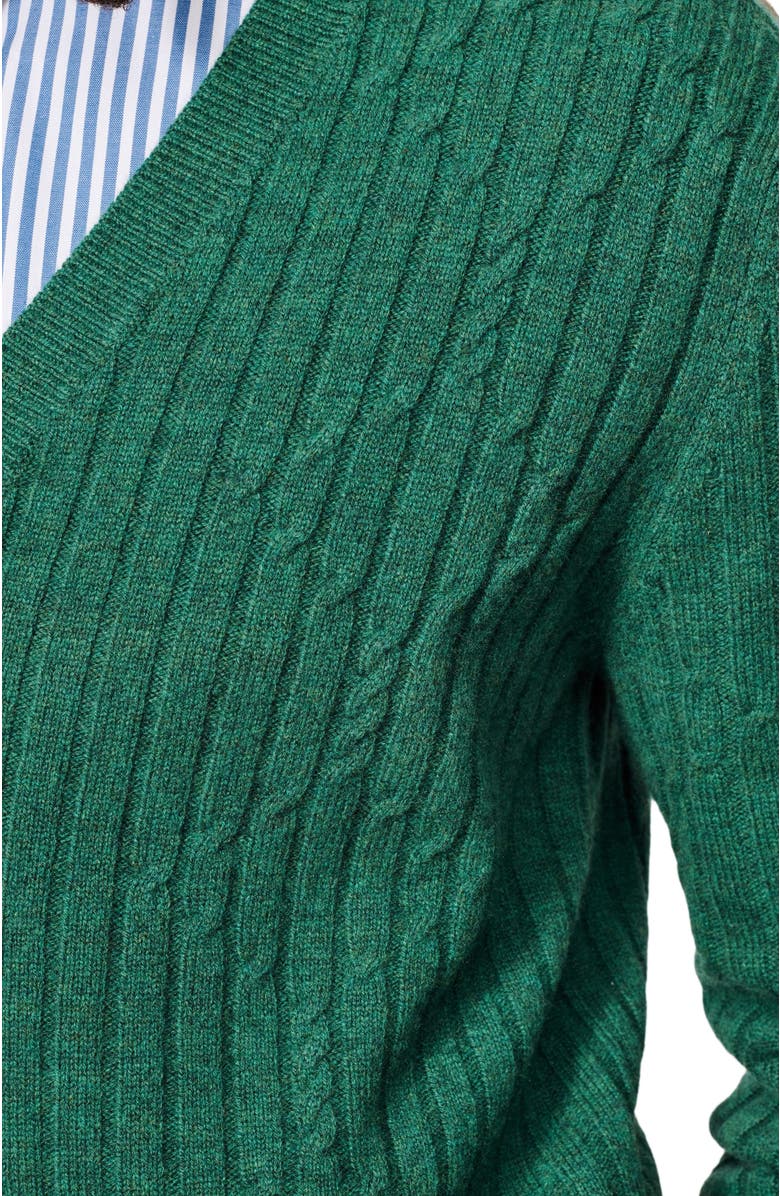 Aubin Leonard Wool Cable Sweater Cardigan, Alternate, color, Green