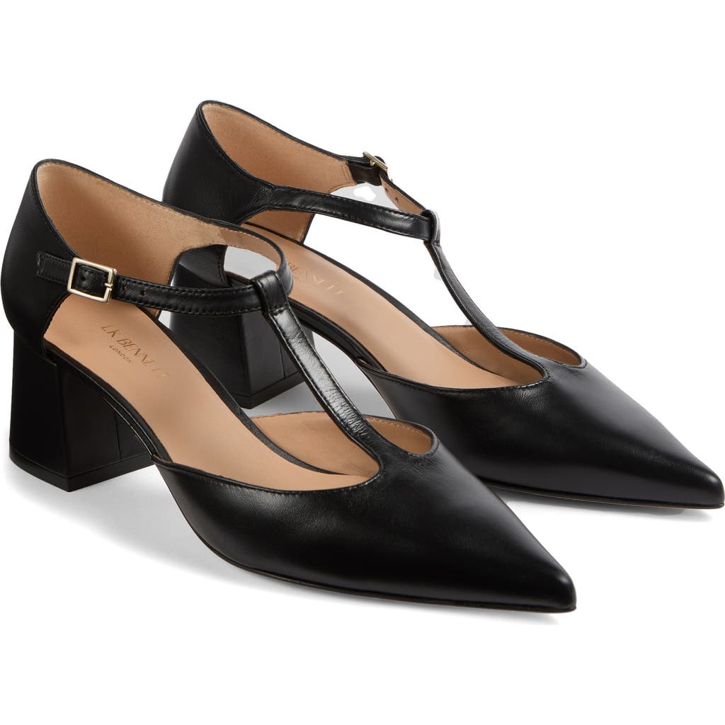 Lk Bennett Mikayla T-strap Pointed Toe Pump In Black