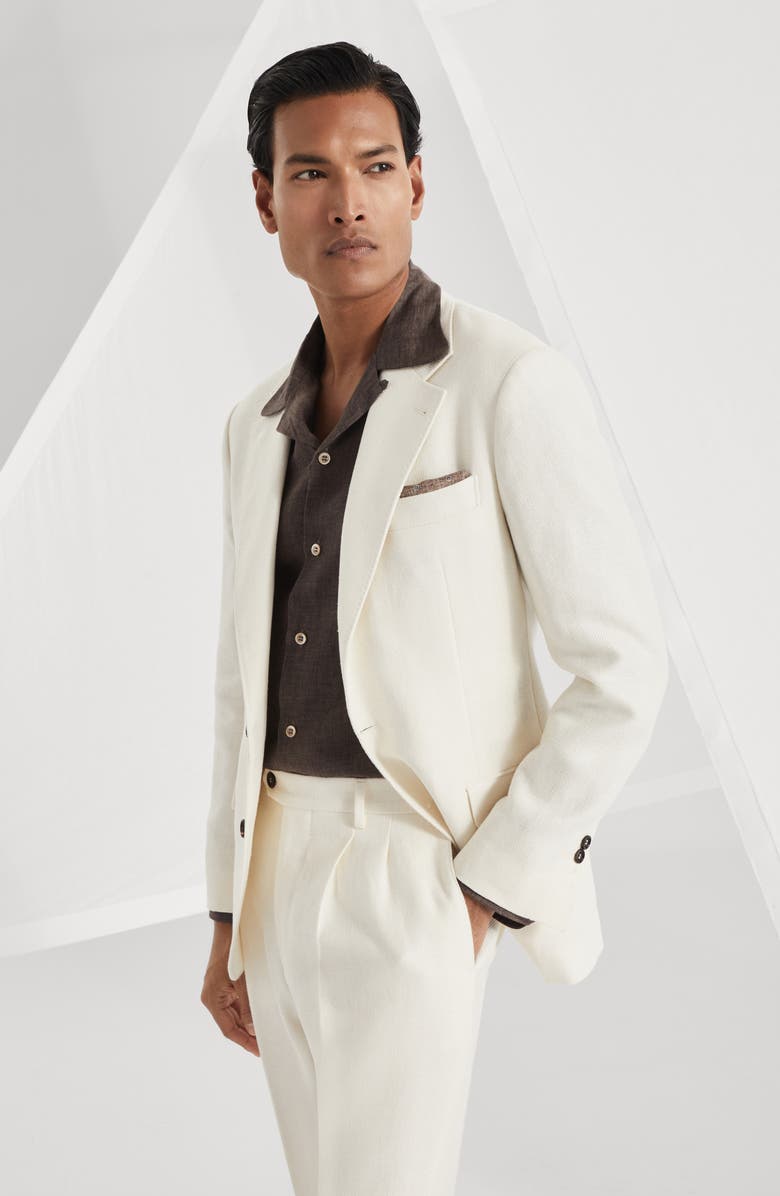 Brunello Cucinelli Diagonal twill unconstructed blazer, Alternate, color, 