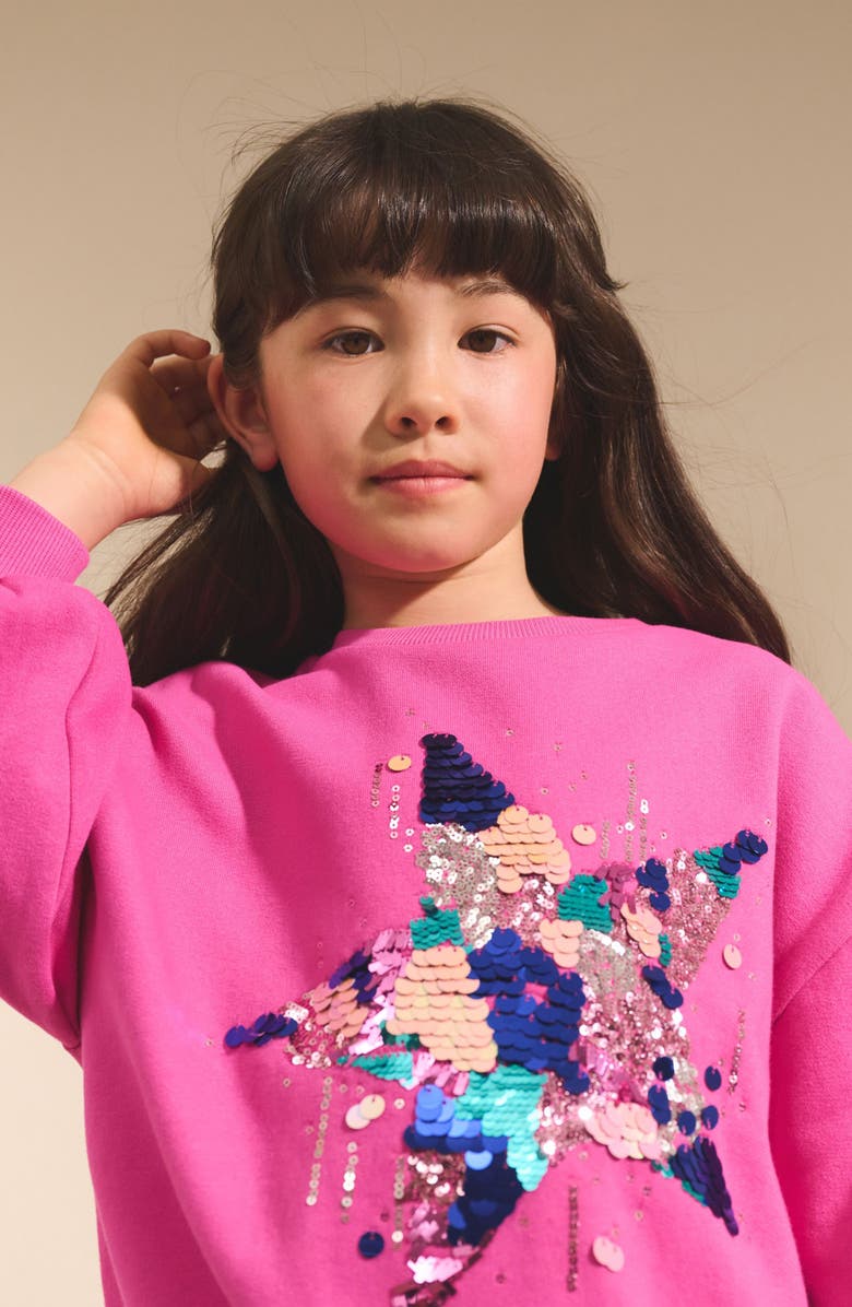 NEXT Kids' Sequin Star Sweatshirt, Alternate, color, Pink