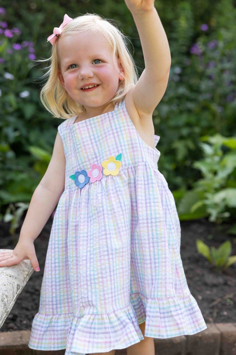 Plaid Seersucker Dress With Flowers, Alternate, color, Multi