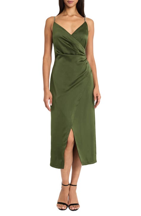 Faux Wrap Midi Dress