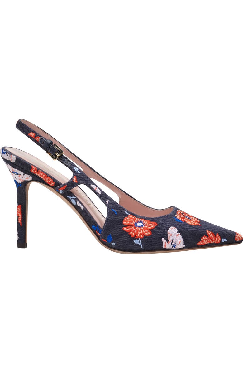 Kate Spade New York valerie embroided pointed toe slingback pump, Alternate, color, Cptn Nvy Dotty Flora