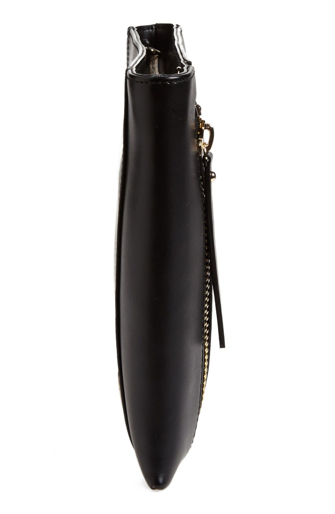 'Lila' Leather Clutch, Alternate, color, BLACK/ PALE GOLD