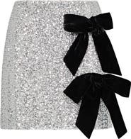 Milly Rhea Velvet Bow Detail Sequin Miniskirt