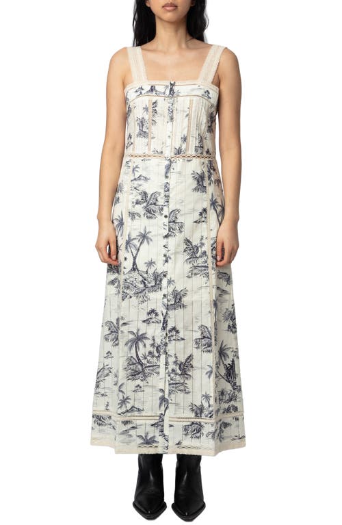 Zadig & Voltaire Womens Renaid Sleeveless Printed Cotton Maxi Dress Ecru