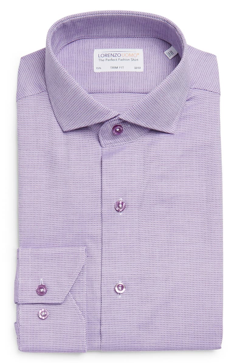Lorenzo Uomo Textured Trim Fit Dress Shirt, Main, color,