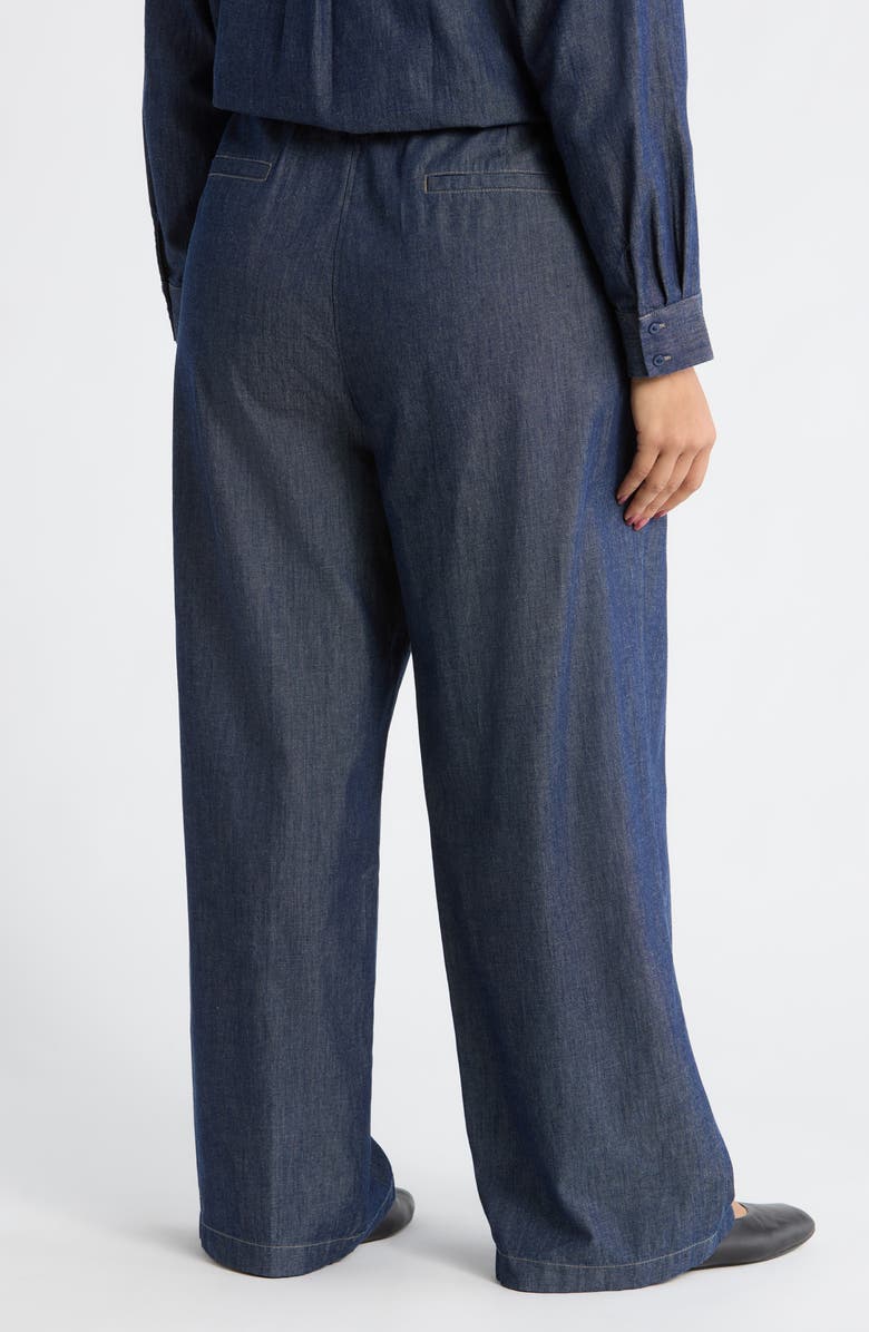 Eileen Fisher High Waist Organic Cotton Wide Leg Pants, Alternate, color, Dark Indigo