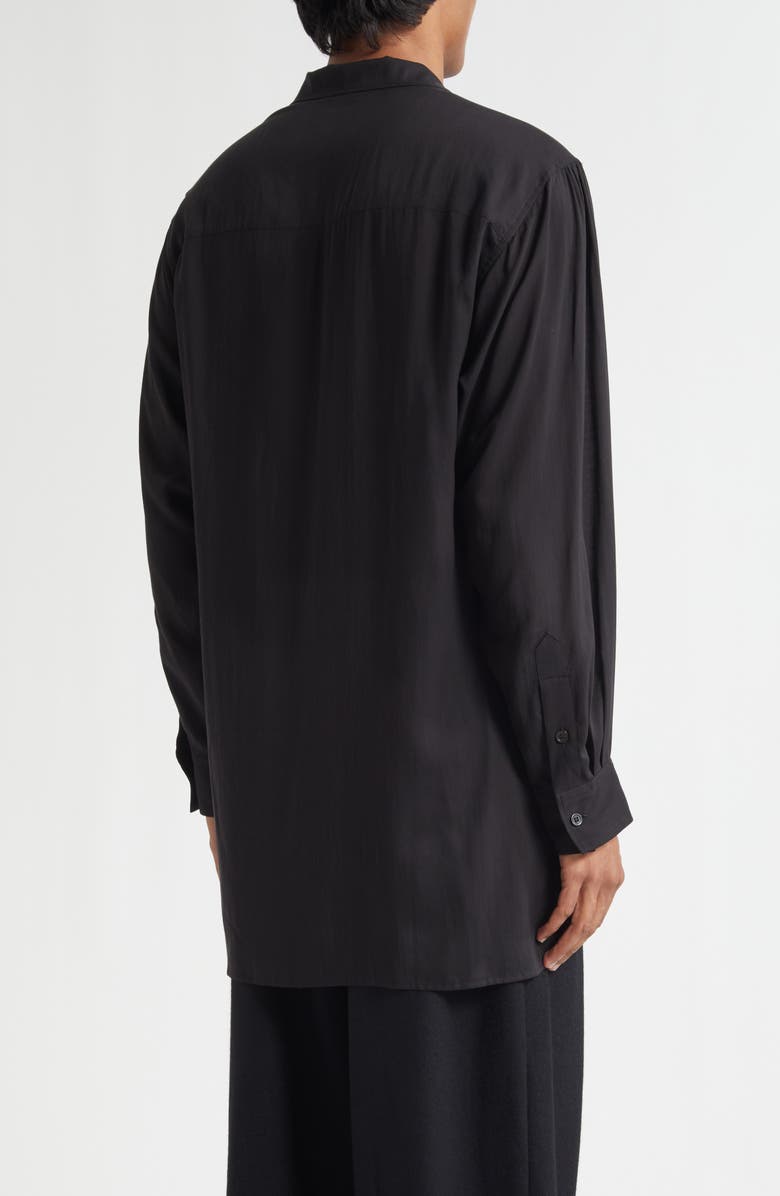 Yohji Yamamoto Longline Notched Collar Button-Up Shirt, Alternate, color, Black