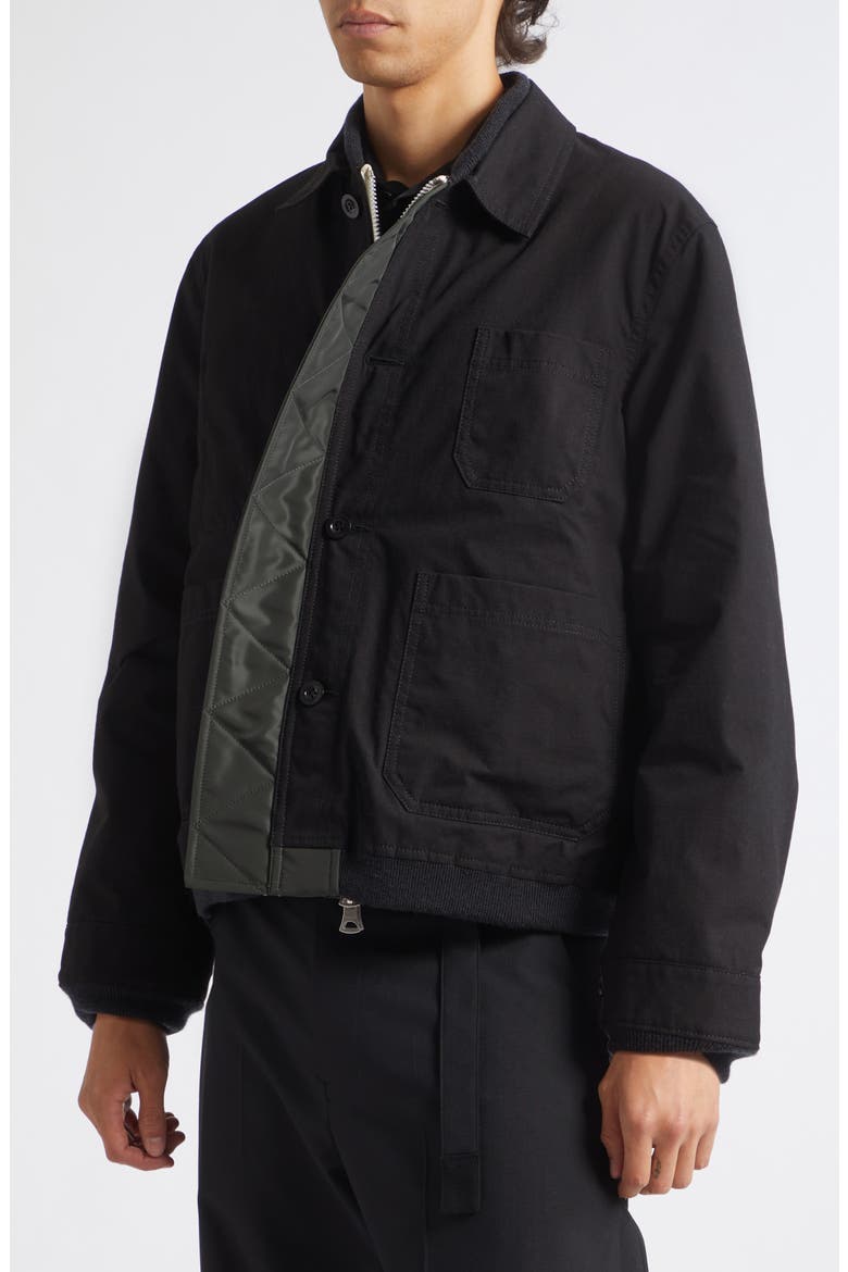 Reversible Nylon Twill & Ripstop Jacket, Alternate, color, BLACK/ DARK KHAKI