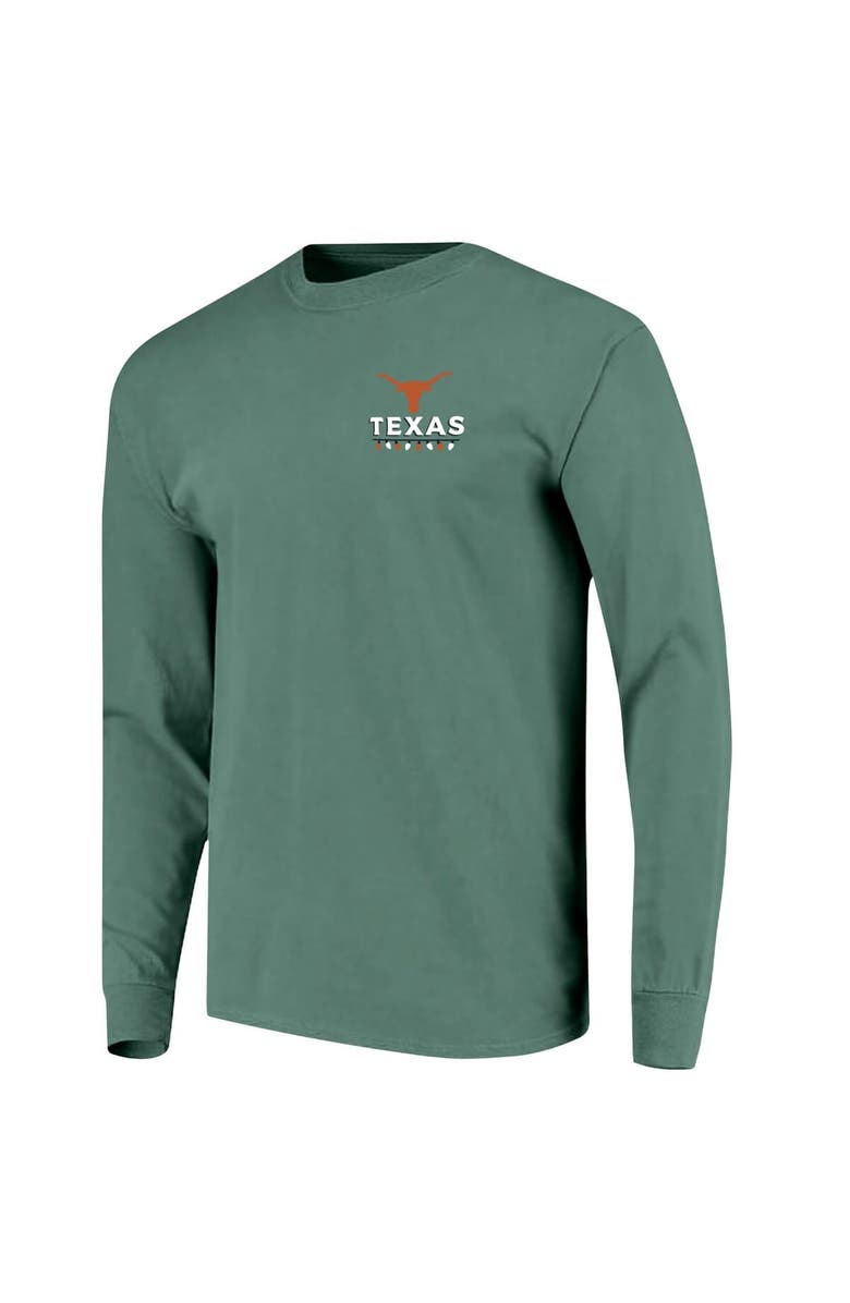 IMAGE ONE Men's Green Texas Longhorns Comfort Colors Merry Christmas Tree Long Sleeve T-Shirt, Alternate, color, Green