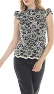 RAIN AND ROSE Floral Lace Ruffle Top