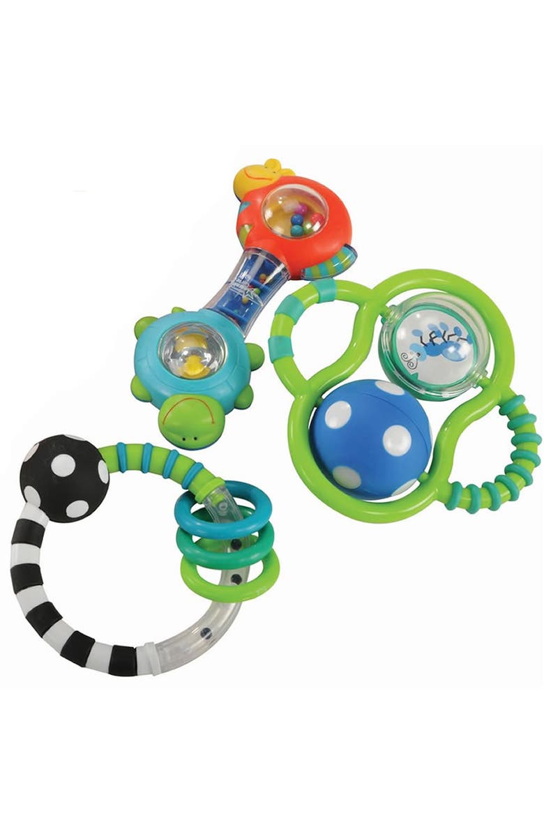 Kaplan Early Learning Company Baby Grasp & Explore Textured Rattle Set, Alternate, color, Multicolored