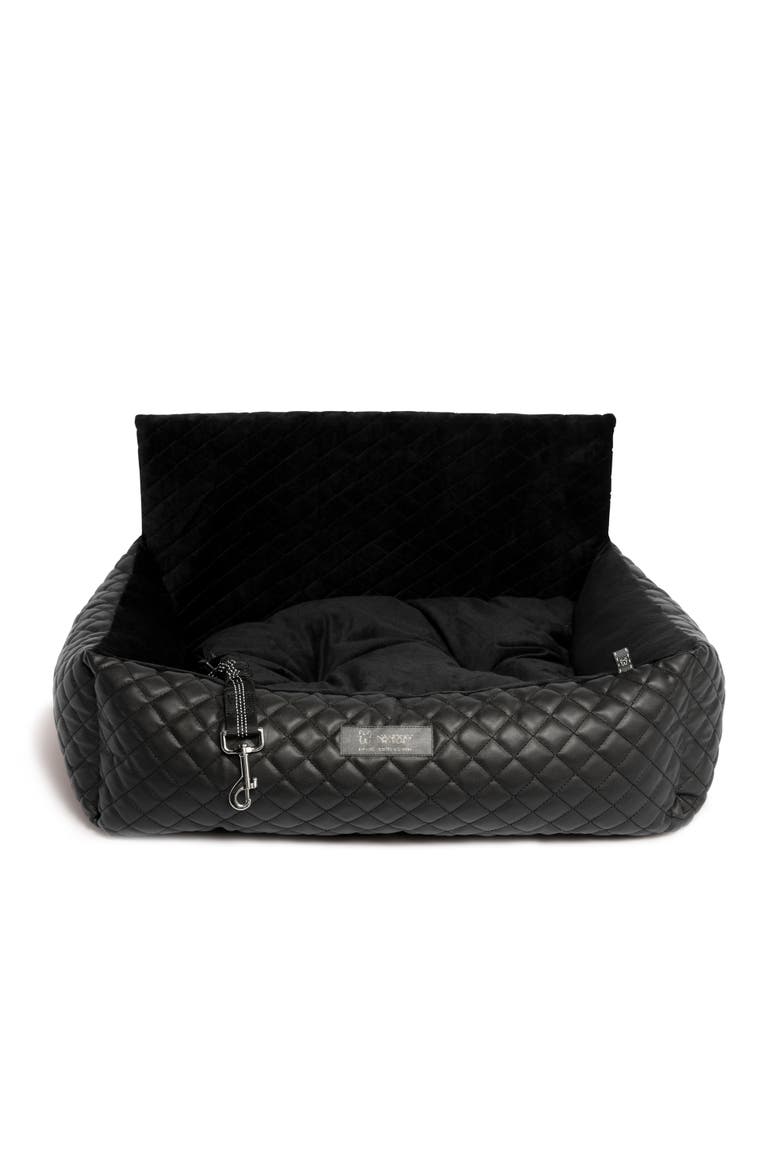 Dog Car Seat in Jet Black Vegan Leather, Main, color, Black