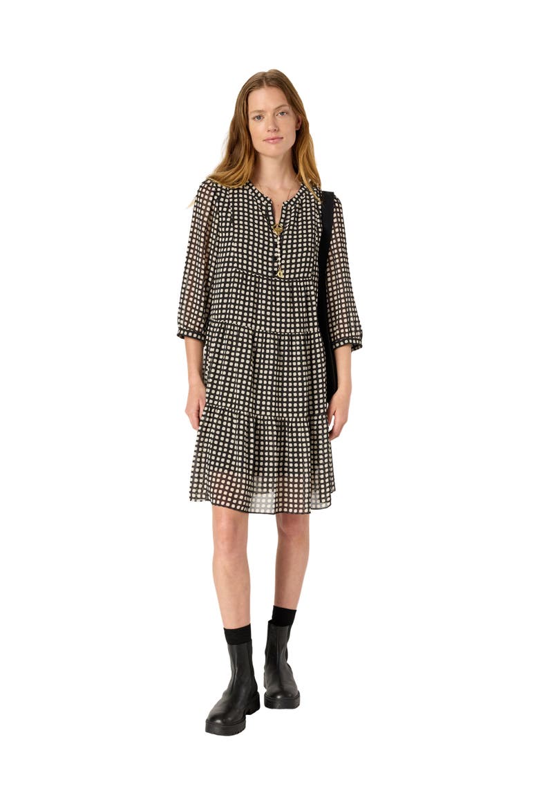 Lira Tiered Polka Dot Dress, Alternate, color, Black