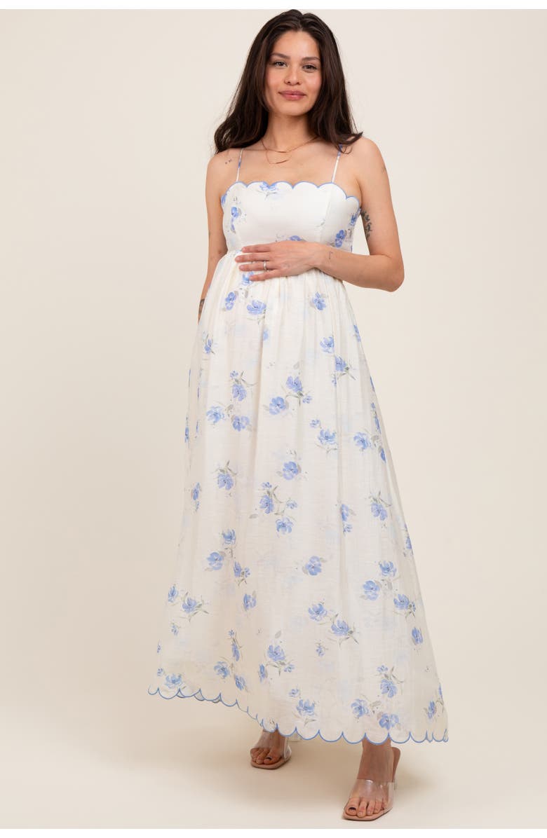 PinkBlush Floral Scallop Edge Back Cutout Maxi Dress, Main, color, Blue