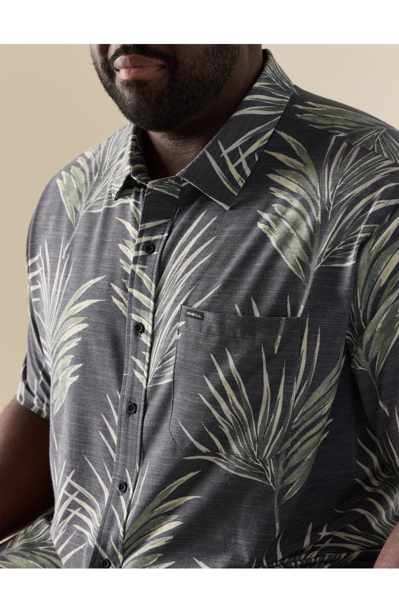 O'Neill Big & Tall Leaf Print Performance Sport Shirt, Alternate, color, Black