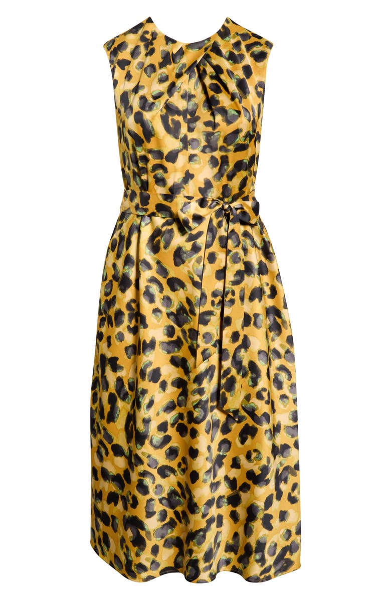 Tahari ASL Pleated Sleeveless Sleeveless Midi Dress, Alternate, color, Ginger Midi