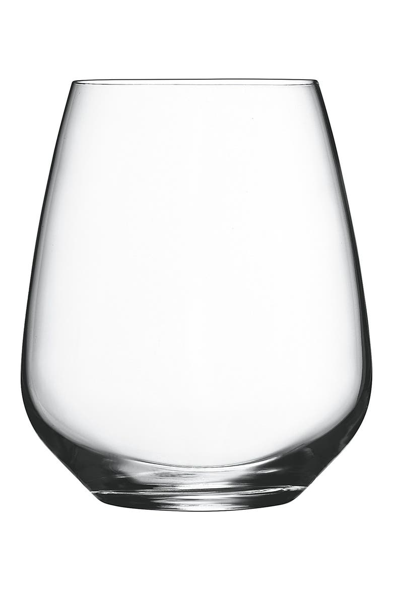 Crescendo Set of 4 Stemless Wine Glasses, Main, color, CLEAR