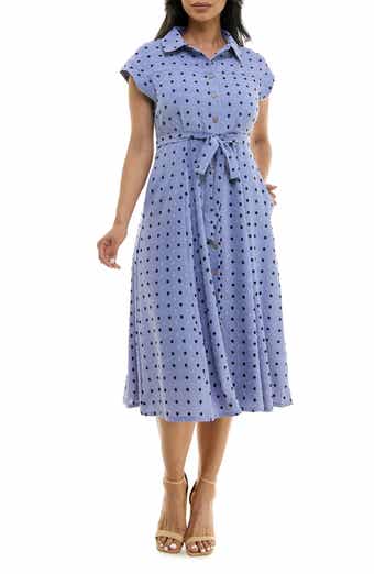 Swiss Dot Cap Sleeve Midi Shirtdress