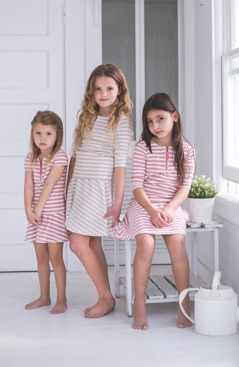 Manière Kids' Stripe Long Sleeve Zip Top, Alternate, color, Grey