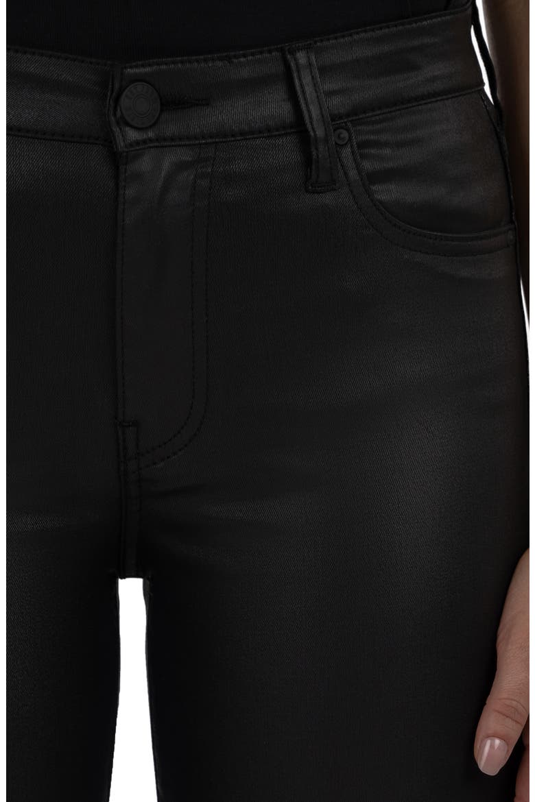 Kelsey Coated High Waist Raw Hem Kick Flare Jeans, Alternate, color, BLACK