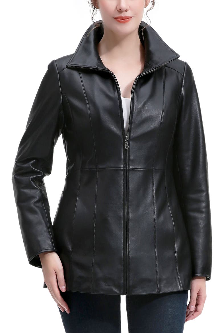 Amy Leather Jacket, Main, color, Black