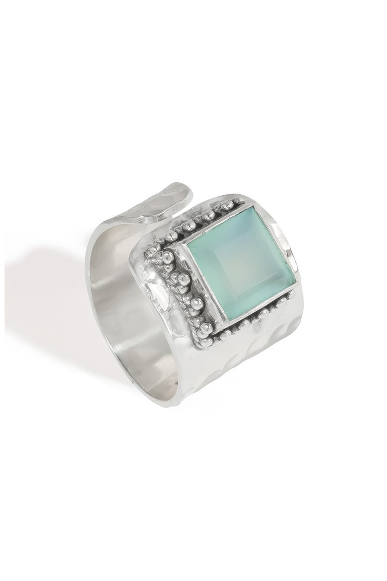 Chalcedony Silver Plated Ring, Main, color, BLUE