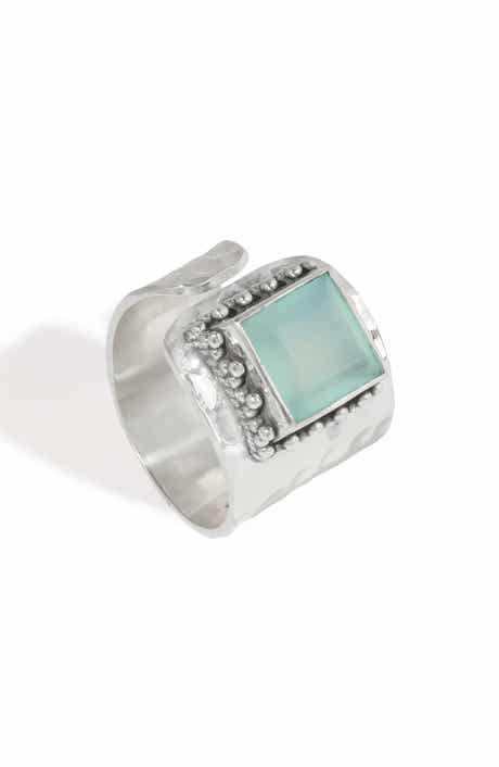 Chalcedony Silver Plated Ring