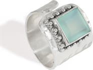 YS GEMS Chalcedony Silver Plated Ring