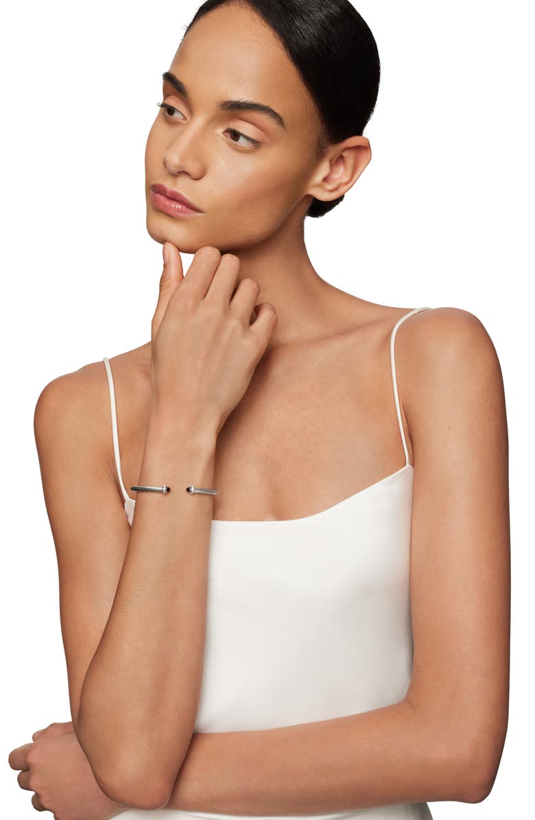 David Yurman Cable Classic Bracelet with Semiprecious Stones & Diamonds, 4mm, Alternate, color, Black Onyx