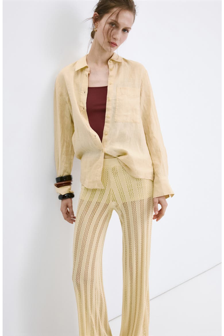 Open Knit Wide Leg Pants, Alternate, color, PASTEL YELLOW