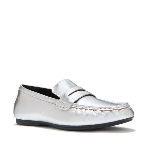 Delicato Crinkle Metallic Leather Loafers