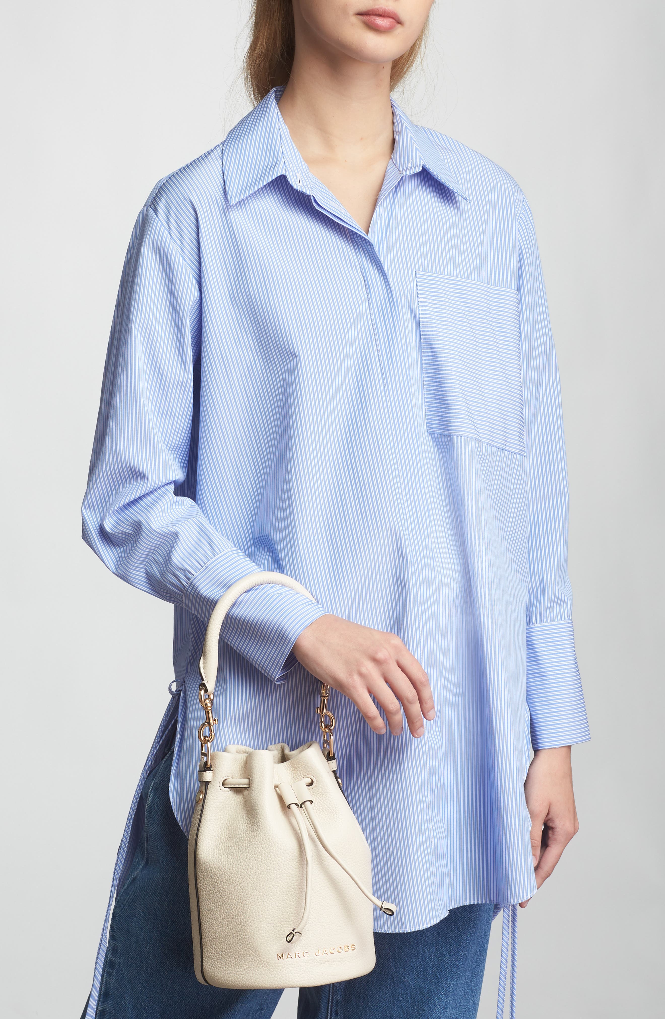 Marc Jacobs Leather Bucket Bag, Alternate, color, Marshmallow