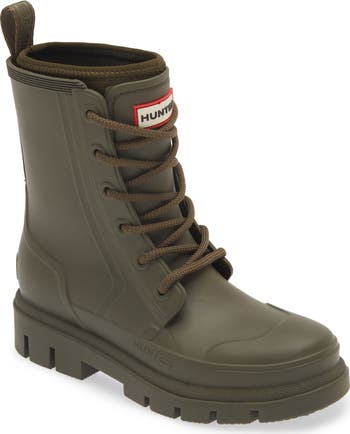 Olive green hunter rain boots best sale