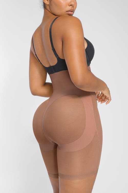 Shapellx Mesh Smooth Butt-lifting Shorts In Sienna Brown