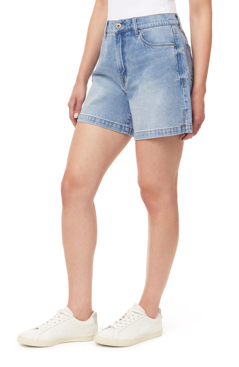 Kensie High Rise Side Slit Denim Shorts, Alternate, color, Brisbane