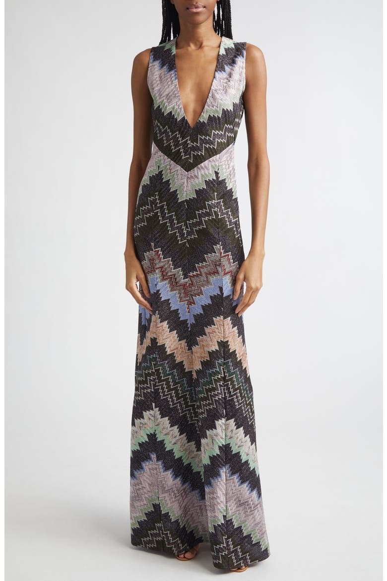 Metallic Zigzag Raschel Knit Dress, Main, color, MULTICOLOR W BLK BS