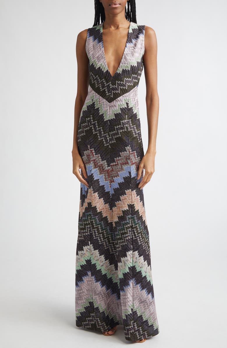 Missoni Metallic Zigzag Raschel Knit Dress, Main, color, Multicolor W Blk Bs