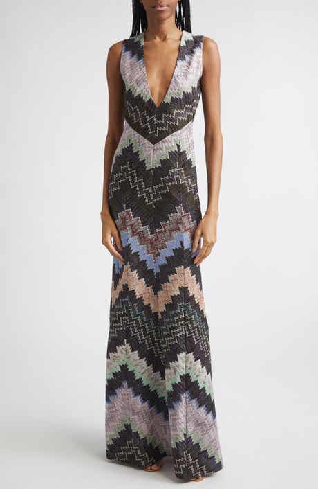 Metallic Zigzag Raschel Knit Dress