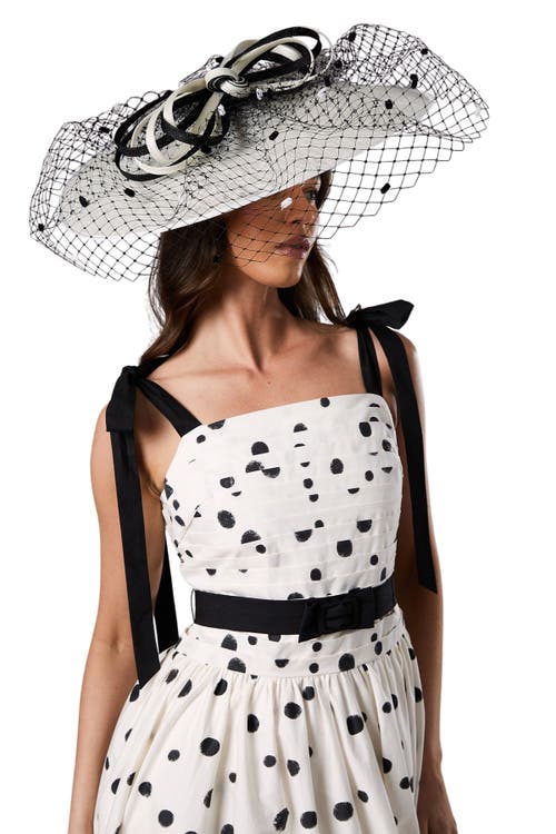 Coast Lisa Tan Mono Spot Bow Detail Midi Dress In White