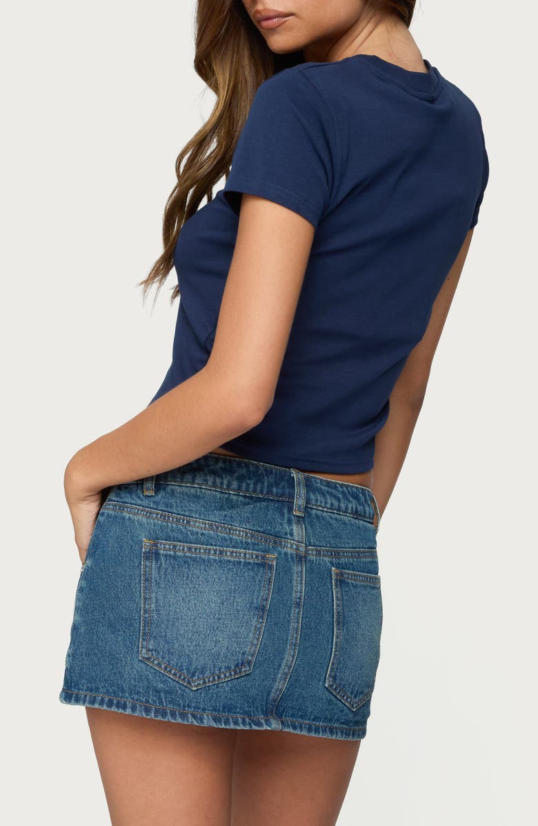 EDIKTED Blueberry Patch Embroidered Graphic Baby Tee, Alternate, color, Navy