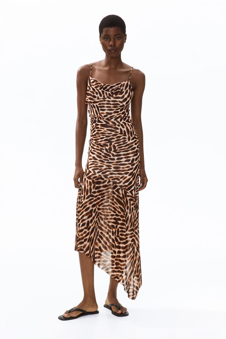 Asymmetric Strappy Dress, Alternate, color, Beige/patterned