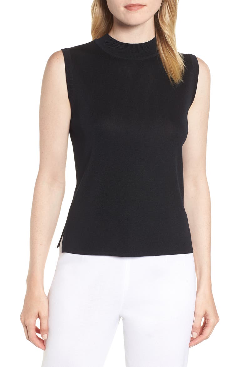 Mock Neck Shell, Main, color, BLACK