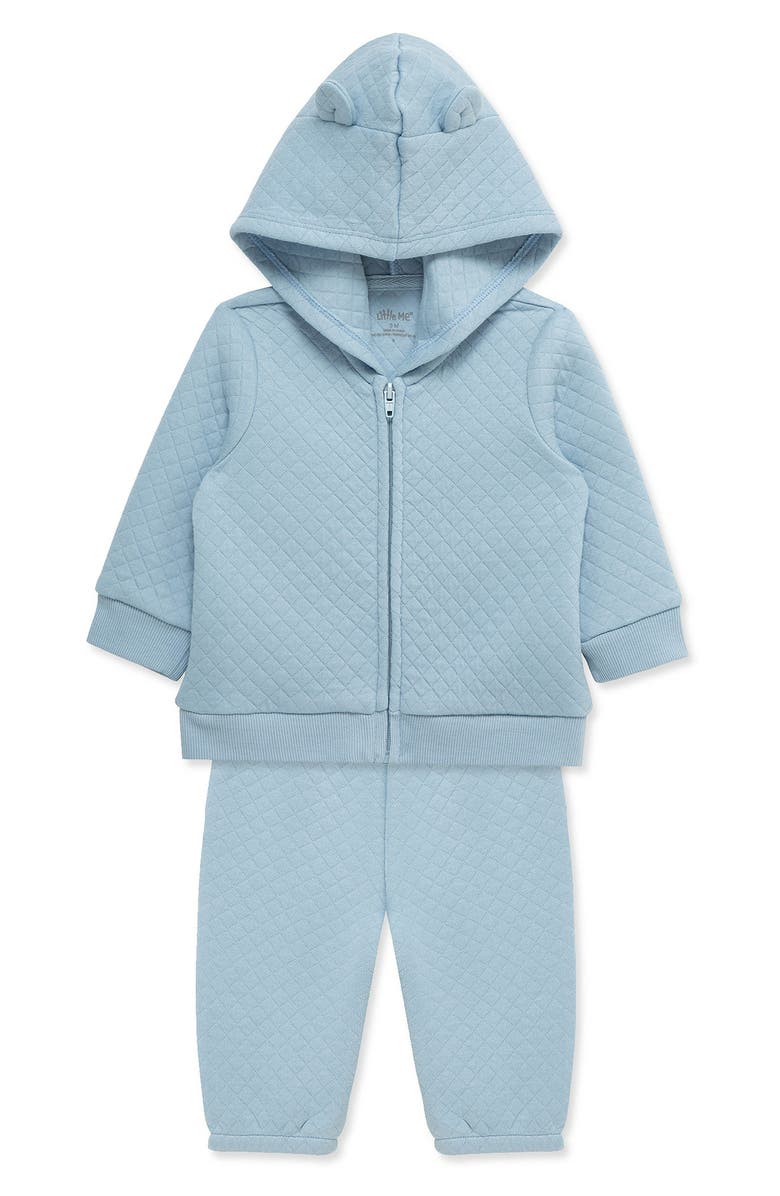 Little Me Diamond Quilted Hoodie & Sweatpants Set, Alternate, color, 